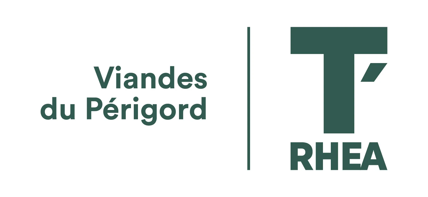 Logo Viandes du Périgord et RHEA en vert sur fond blanc